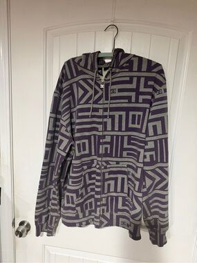 DC Men's Purple & Gray Geometric Zip-Up Hoodie